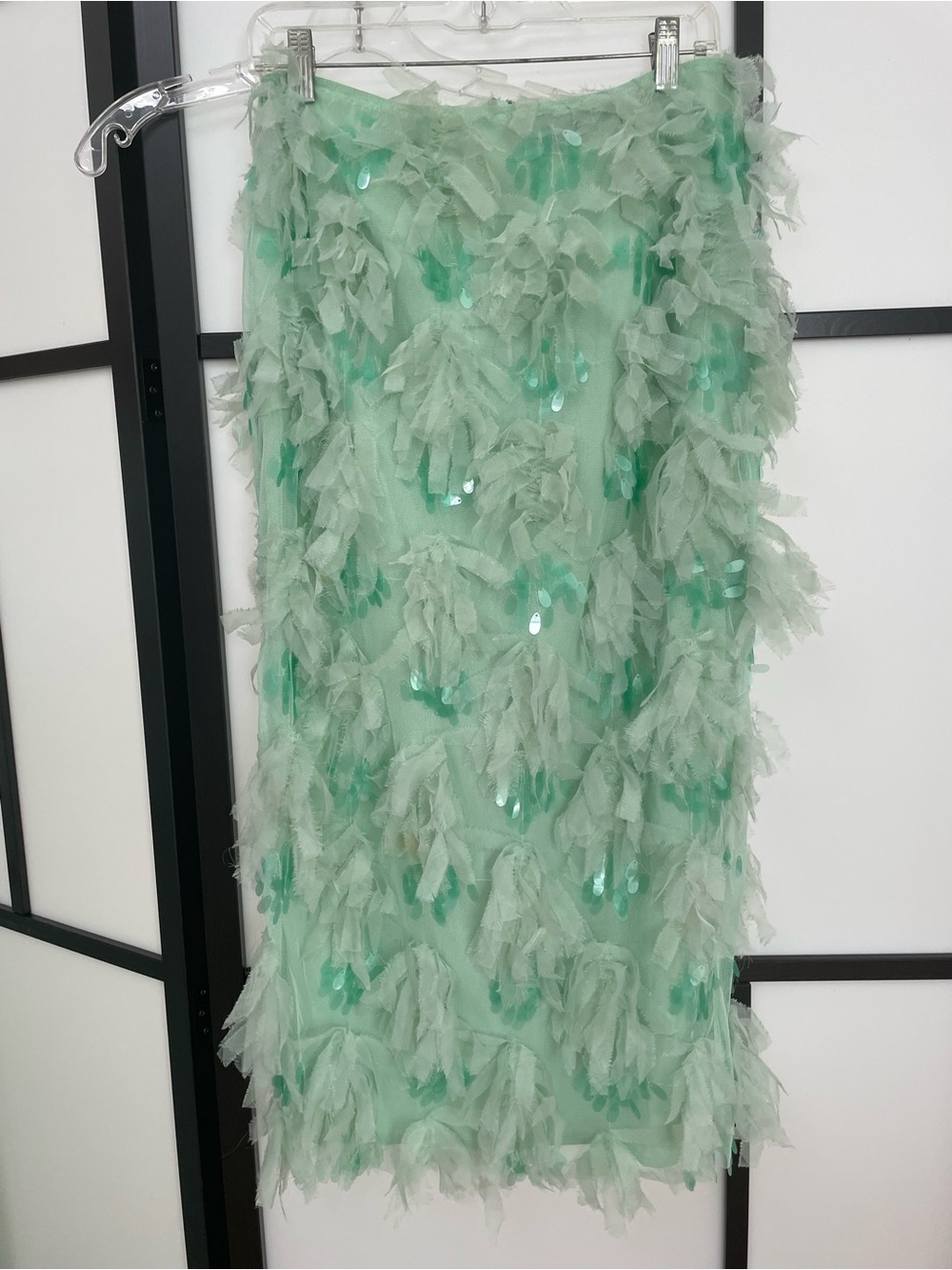 ASOS Elegant Feather-Embellished Mint Green Midi Skirt - Women - Picture 2 of 6